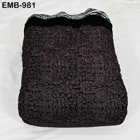 Black Indian Embroidered Velvet Fabric by the yard Sewing DIY Crafting Wedding Dress Costumes Doll Cushion Cover Table Runner Quilting