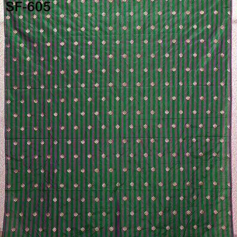 70gsm Pure Silk Fabric by The Yard Stripes Brocade Indian Wedding Dress Bridesmaids Costumes Blouses Pants Dresses Home Decor Green Fuchsia