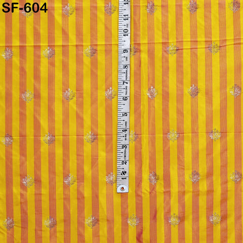 70gsm Pure Silk Fabric by The Yard Stripes Brocade Indian Wedding Dress Bridesmaids Costumes Blouses Pants Dresses Home Decor Magenta Yellow