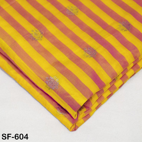 70gsm Pure Silk Fabric by The Yard Stripes Brocade Indian Wedding Dress Bridesmaids Costumes Blouses Pants Dresses Home Decor Magenta Yellow
