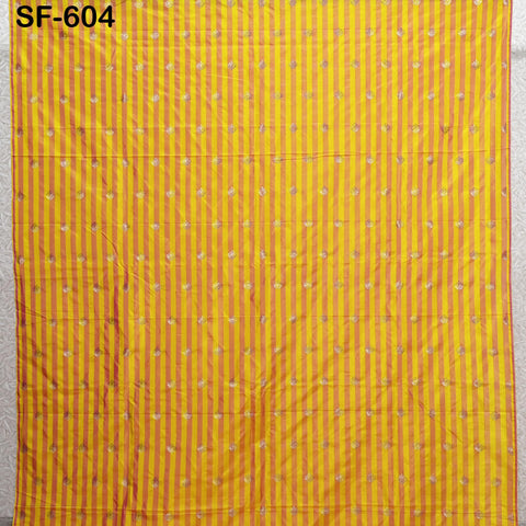 70gsm Pure Silk Fabric by The Yard Stripes Brocade Indian Wedding Dress Bridesmaids Costumes Blouses Pants Dresses Home Decor Magenta Yellow