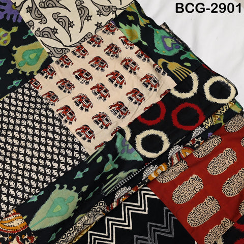 54'' Cotton Stitched Patchwork Fabric by Yard Indian Hand Block Printed Quilting Crafting Curtains Summer Women Kids Apparels Boho Gypsy
