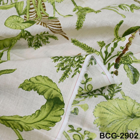 50"Extra Wide Linen fabric by the yard Pure linen Natural Linen Fabric Green Floral Print Women Summer Dresses Shorts Skirts Crafting Sewing