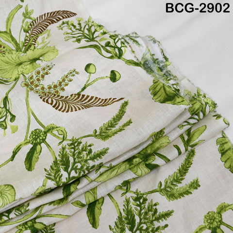 50"Extra Wide Linen fabric by the yard Pure linen Natural Linen Fabric Green Floral Print Women Summer Dresses Shorts Skirts Crafting Sewing