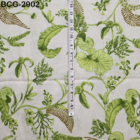 50"Extra Wide Linen fabric by the yard Pure linen Natural Linen Fabric Green Floral Print Women Summer Dresses Shorts Skirts Crafting Sewing