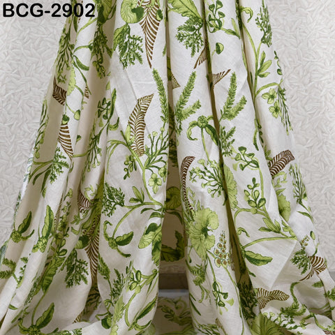 50"Extra Wide Linen fabric by the yard Pure linen Natural Linen Fabric Green Floral Print Women Summer Dresses Shorts Skirts Crafting Sewing