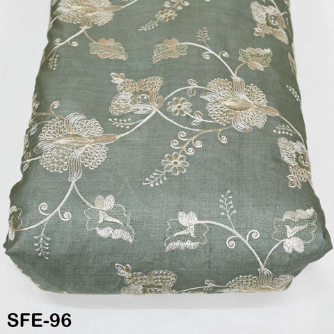 Grey Pure Tussar Silk Embroidered Fabric Indian Embroidery Raw Silk Wild Natural Handmade Fabric Peace Silk Tussah Dress Material