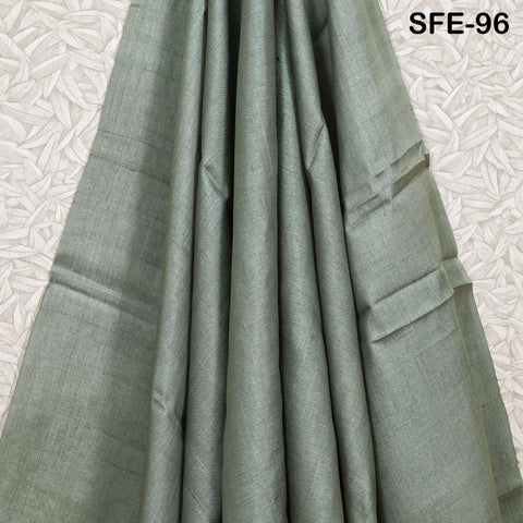 Grey Pure Tussar Silk Embroidered Fabric Indian Embroidery Raw Silk Wild Natural Handmade Fabric Peace Silk Tussah Dress Material
