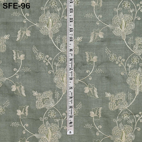 Grey Pure Tussar Silk Embroidered Fabric Indian Embroidery Raw Silk Wild Natural Handmade Fabric Peace Silk Tussah Dress Material