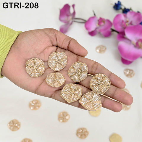 50 pc Handmade Beaded Appliques Patches Flower Indian Sewing Wedding Dresses Handcrafted Beaded Patches DIY Crafting Supply Embellishments