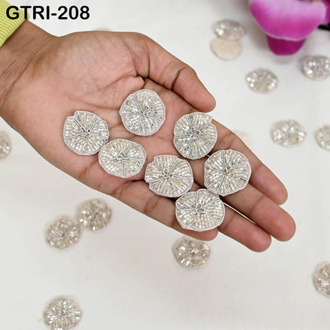 50 pc Handmade Beaded Appliques Patches Flower Indian Sewing Wedding Dresses Handcrafted Beaded Patches DIY Crafting Supply Embellishments