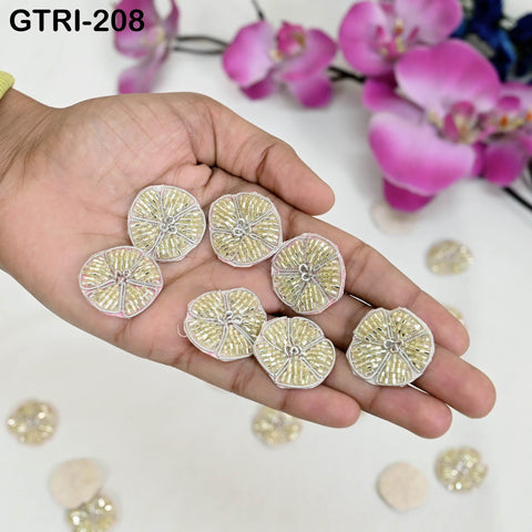 50 pc Handmade Beaded Appliques Patches Flower Indian Sewing Wedding Dresses Handcrafted Beaded Patches DIY Crafting Supply Embellishments