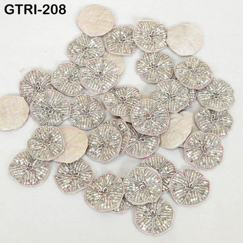 50 pc Handmade Beaded Appliques Patches Flower Indian Sewing Wedding Dresses Handcrafted Beaded Patches DIY Crafting Supply Embellishments