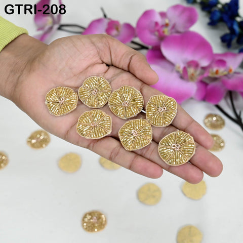 50 pc Handmade Beaded Appliques Patches Flower Indian Sewing Wedding Dresses Handcrafted Beaded Patches DIY Crafting Supply Embellishments