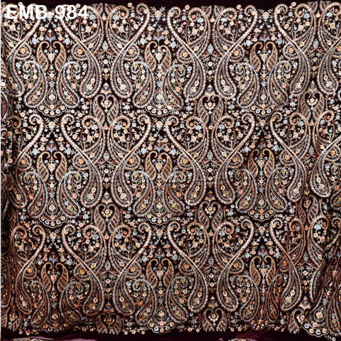 Embroidery Velvet Fabric by the yard for Indian Wedding Dress Regency Reticules, Victorian Handbags, Marie Antoinette Junk Journal Plum