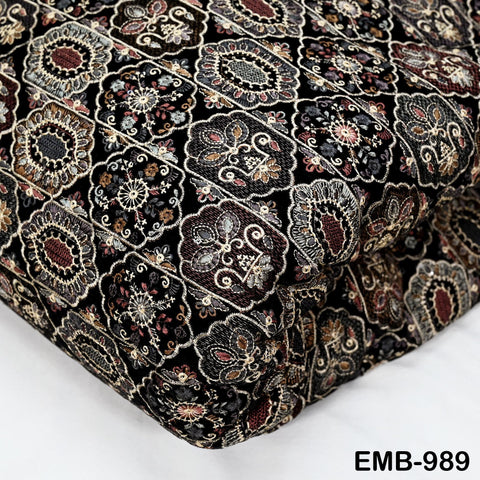Black Embroidery Velvet Fabric by the yard Wedding Dress Regency Reticules Victorian Handbags, Clutches, Marie Antoinette Junk Journal