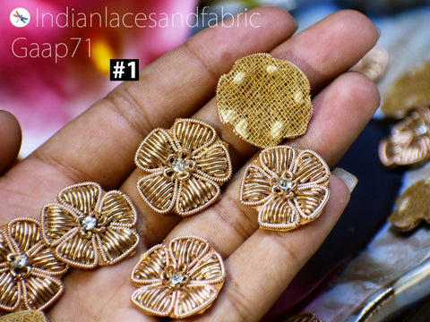 Golden applique Zardozi patches, Handcrafted Applique sari appliques wedding dress patch Bridal Appliques