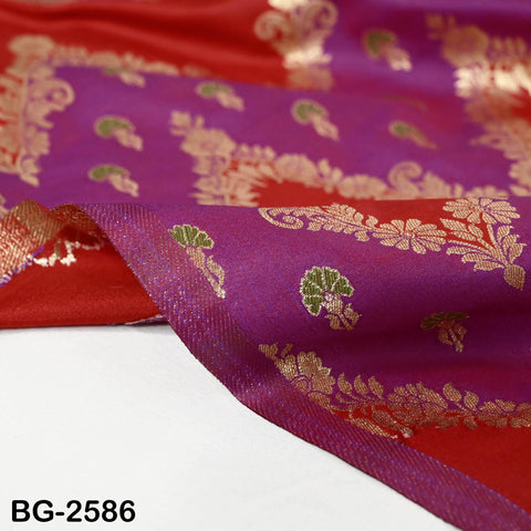 Red Indian Brocade by the Yard Chevron Stripes Banarasi Benarse Wedding Dress lehenga Blouse Sewing Costumes DIY Crafting Drapery Jackets