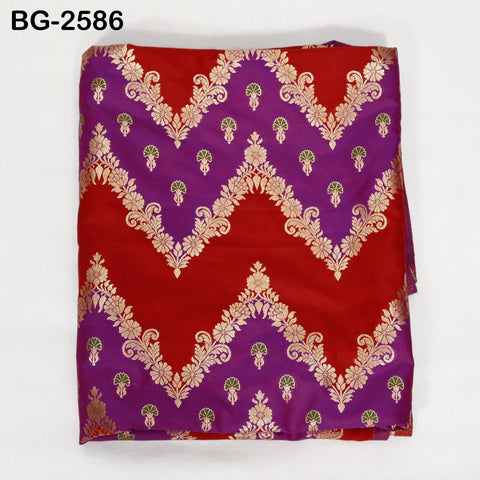 Red Indian Brocade by the Yard Chevron Stripes Banarasi Benarse Wedding Dress lehenga Blouse Sewing Costumes DIY Crafting Drapery Jackets