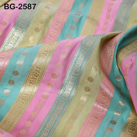 Stripes Brocade Fabric by Yard Indian Winter Wedding Dress Brides Mother Full-Length Coats Cropped Jacket Theatrical Historic Costumes