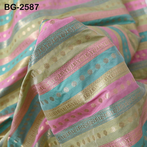 Stripes Brocade Fabric by Yard Indian Winter Wedding Dress Brides Mother Full-Length Coats Cropped Jacket Theatrical Historic Costumes