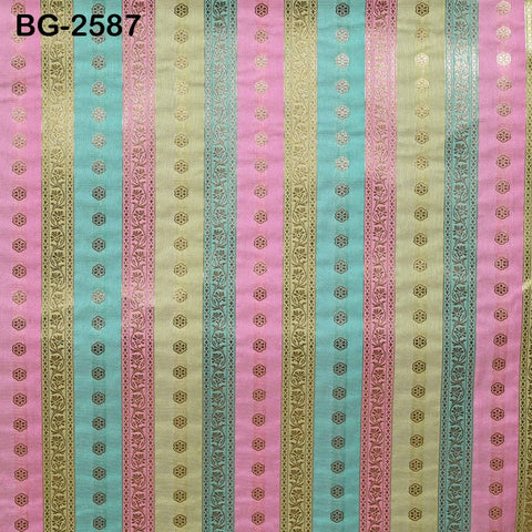 Stripes Brocade Fabric by Yard Indian Winter Wedding Dress Brides Mother Full-Length Coats Cropped Jacket Theatrical Historic Costumes