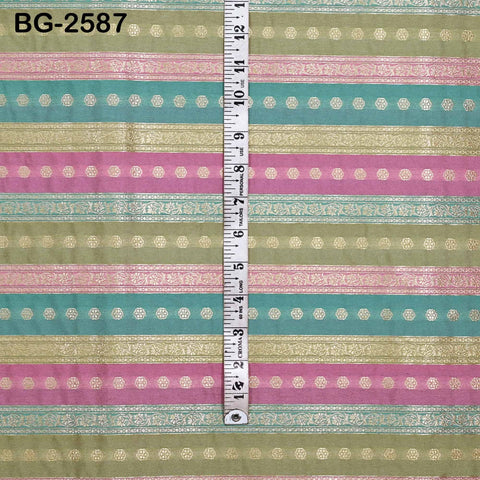 Stripes Brocade Fabric by Yard Indian Winter Wedding Dress Brides Mother Full-Length Coats Cropped Jacket Theatrical Historic Costumes