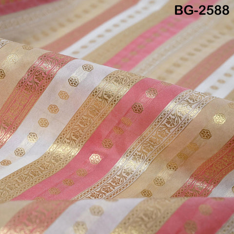 Stripes Brocade Fabric by Yard Indian Winter Wedding Dress Brides Mother Full-Length Coats Cropped Jacket Theatrical Historic Costumes