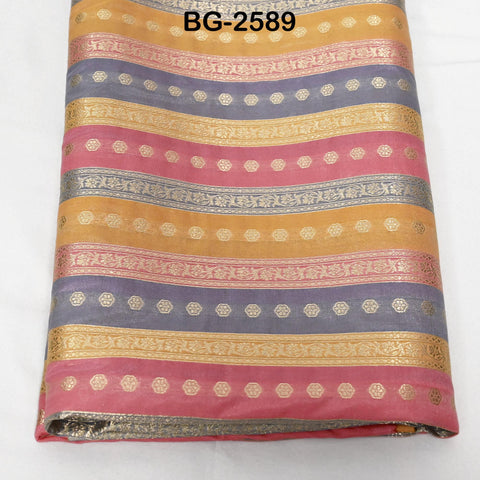 Stripes Brocade Fabric by Yard Indian Winter Wedding Dress Brides Mother Full-Length Coats Cropped Jacket Theatrical Historic Costumes