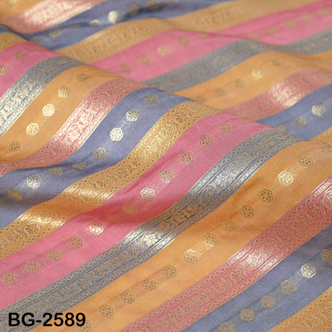 Stripes Brocade Fabric by Yard Indian Winter Wedding Dress Brides Mother Full-Length Coats Cropped Jacket Theatrical Historic Costumes