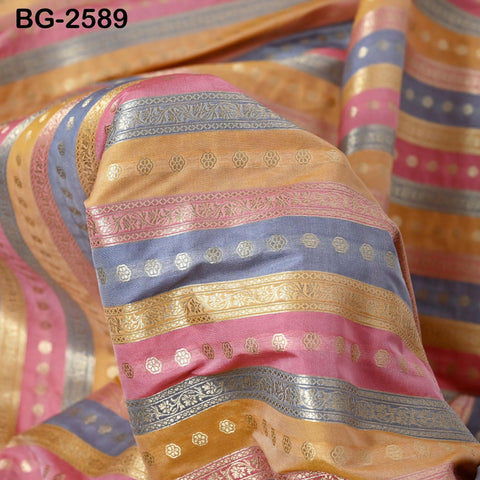 Stripes Brocade Fabric by Yard Indian Winter Wedding Dress Brides Mother Full-Length Coats Cropped Jacket Theatrical Historic Costumes