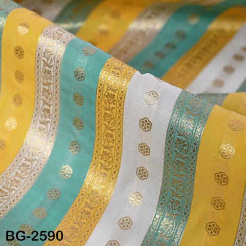 Stripes Brocade Fabric by Yard Indian Winter Wedding Dress Brides Mother Full-Length Coats Cropped Jacket Theatrical Historic Costumes