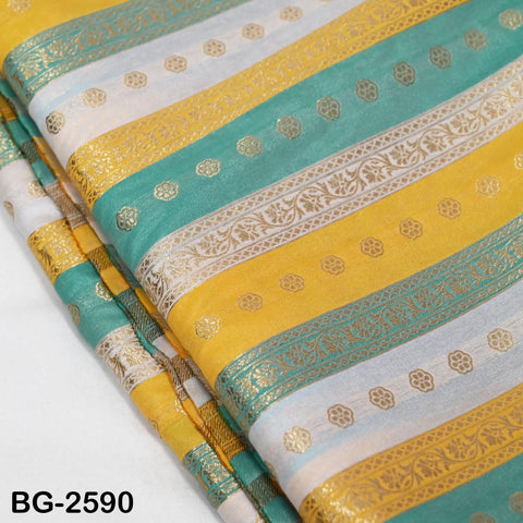 Stripes Brocade Fabric by Yard Indian Winter Wedding Dress Brides Mother Full-Length Coats Cropped Jacket Theatrical Historic Costumes