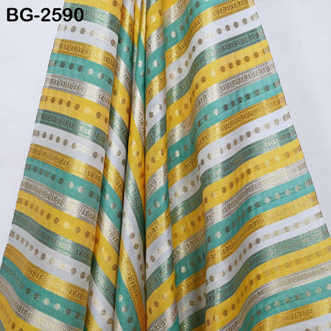 Stripes Brocade Fabric by Yard Indian Winter Wedding Dress Brides Mother Full-Length Coats Cropped Jacket Theatrical Historic Costumes