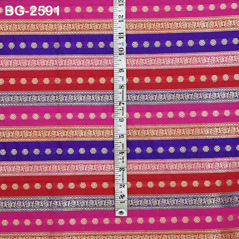 Stripes Brocade Fabric by Yard Indian Winter Wedding Dress Brides Mother Full-Length Coats Cropped Jacket Theatrical Historic Costumes