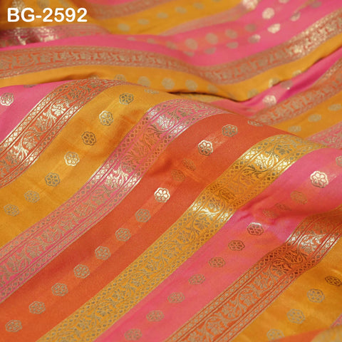 Stripes Brocade Fabric by Yard Indian Winter Wedding Dress Brides Mother Full-Length Coats Cropped Jacket Theatrical Historic Costumes