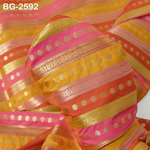 Stripes Brocade Fabric by Yard Indian Winter Wedding Dress Brides Mother Full-Length Coats Cropped Jacket Theatrical Historic Costumes