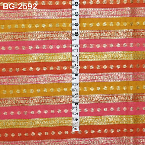 Stripes Brocade Fabric by Yard Indian Winter Wedding Dress Brides Mother Full-Length Coats Cropped Jacket Theatrical Historic Costumes