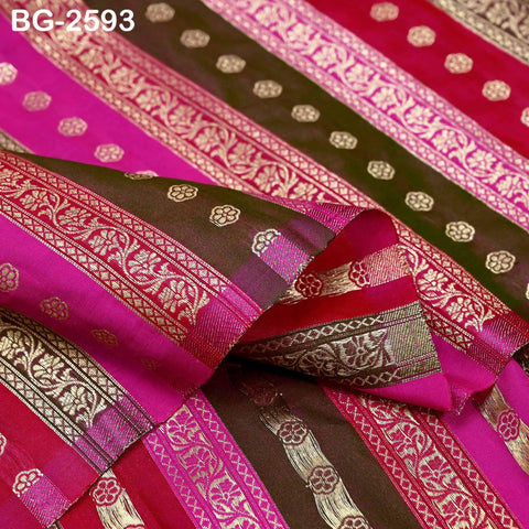 Stripes Brocade Fabric by Yard Indian Winter Wedding Dress Brides Mother Full-Length Coats Cropped Jacket Theatrical Historic Costumes