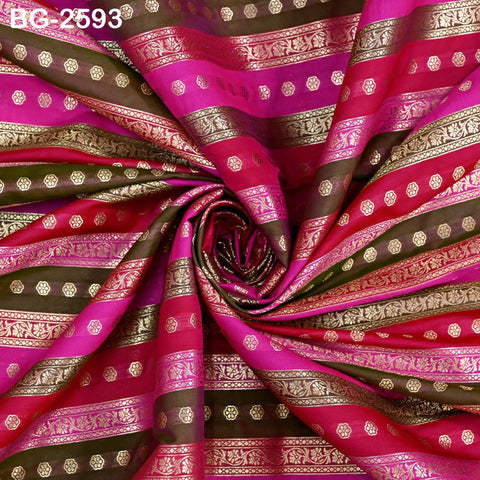 Stripes Brocade Fabric by Yard Indian Winter Wedding Dress Brides Mother Full-Length Coats Cropped Jacket Theatrical Historic Costumes