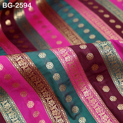 Stripes Brocade Fabric by Yard Indian Winter Wedding Dress Brides Mother Full-Length Coats Cropped Jacket Theatrical Historic Costumes