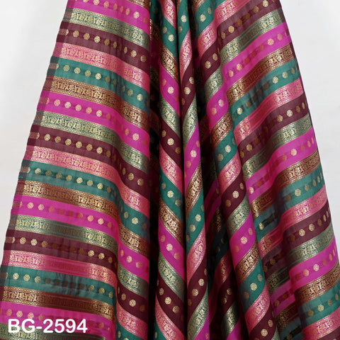 Stripes Brocade Fabric by Yard Indian Winter Wedding Dress Brides Mother Full-Length Coats Cropped Jacket Theatrical Historic Costumes