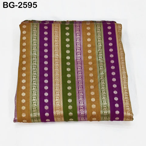 Stripes Brocade Fabric by Yard Indian Winter Wedding Dress Brides Mother Full-Length Coats Cropped Jacket Theatrical Historic Costumes