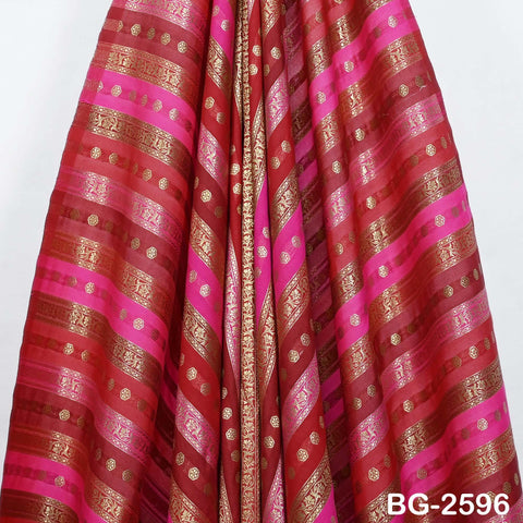 Stripes Brocade Fabric by Yard Indian Winter Wedding Dress Brides Mother Full-Length Coats Cropped Jacket Theatrical Historic Costumes
