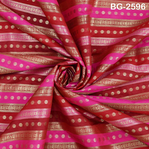 Stripes Brocade Fabric by Yard Indian Winter Wedding Dress Brides Mother Full-Length Coats Cropped Jacket Theatrical Historic Costumes