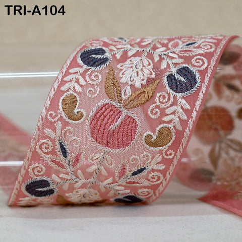 9 Yard Floral Embroidery Ribbon 65mm for Kids DIY Crafting Sewing Costumes Dog Collar Tote Bags, Lampshades Holiday Decor Indian Embroidered