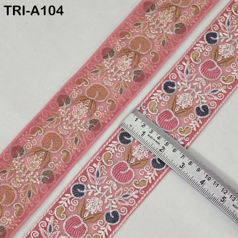 9 Yard Floral Embroidery Ribbon 65mm for Kids DIY Crafting Sewing Costumes Dog Collar Tote Bags, Lampshades Holiday Decor Indian Embroidered