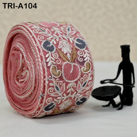 9 Yard Floral Embroidery Ribbon 65mm for Kids DIY Crafting Sewing Costumes Dog Collar Tote Bags, Lampshades Holiday Decor Indian Embroidered