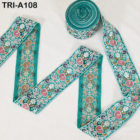 9 Yard Floral Embroidery Ribbon 65mm for Kids DIY Crafting Sewing Costumes Dog Collar Tote Bags, Lampshades Holiday Decor Indian Embroidered