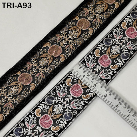 9 Yard Floral Embroidery Ribbon 65mm for Kids DIY Crafting Sewing Costumes Dog Collar Tote Bags, Lampshades Holiday Decor Indian Embroidered